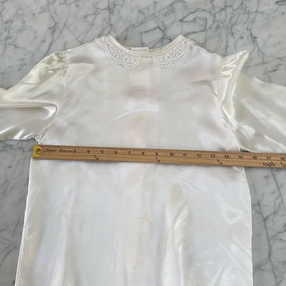 VINTAGE Deadstock Youth Girls Sz 12 Lace Peter Pan Collar Dressy Blouse Top